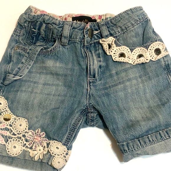 Hannah Banana Other - Hannah Banana Denim Jean Shorts w/ Lace Girls 4T